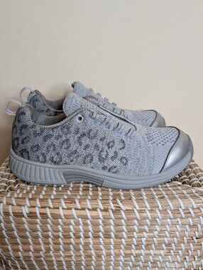 Orthofeet Women's 7.5 Gray Knit Slip-On Sneakers Comfort Orthopedic Walking